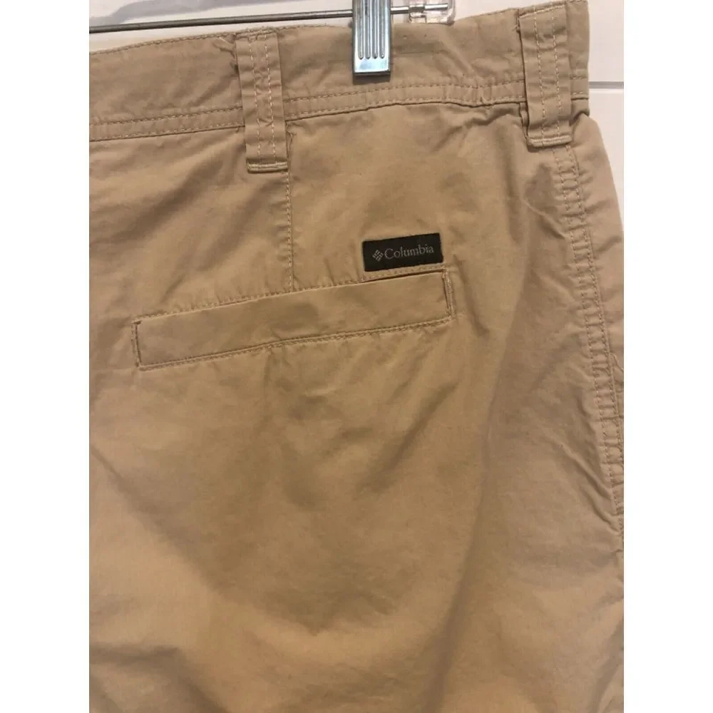 MENS COLUMBIA BEIGE TAN KHAKI 19" CASUAL FLAT FRONT LIGHT WEIGHT WALK SHORTS 38 - Picture 5 of 10